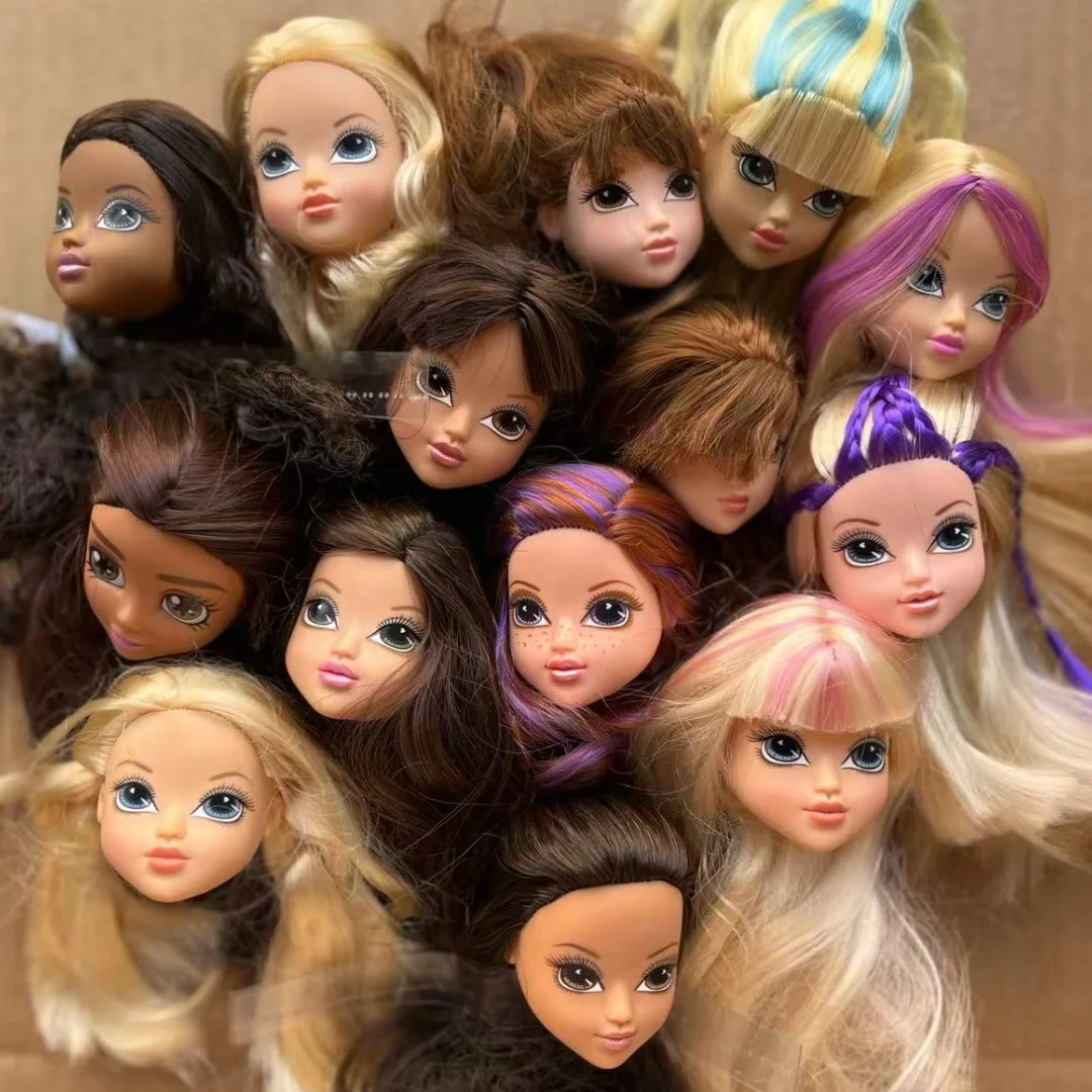 

MINISO Big Eyes Doll Heads Set DIY Dressing Accessories Gold Red Brown Hair Figures Collectible Doll Head Toys for Creative Play