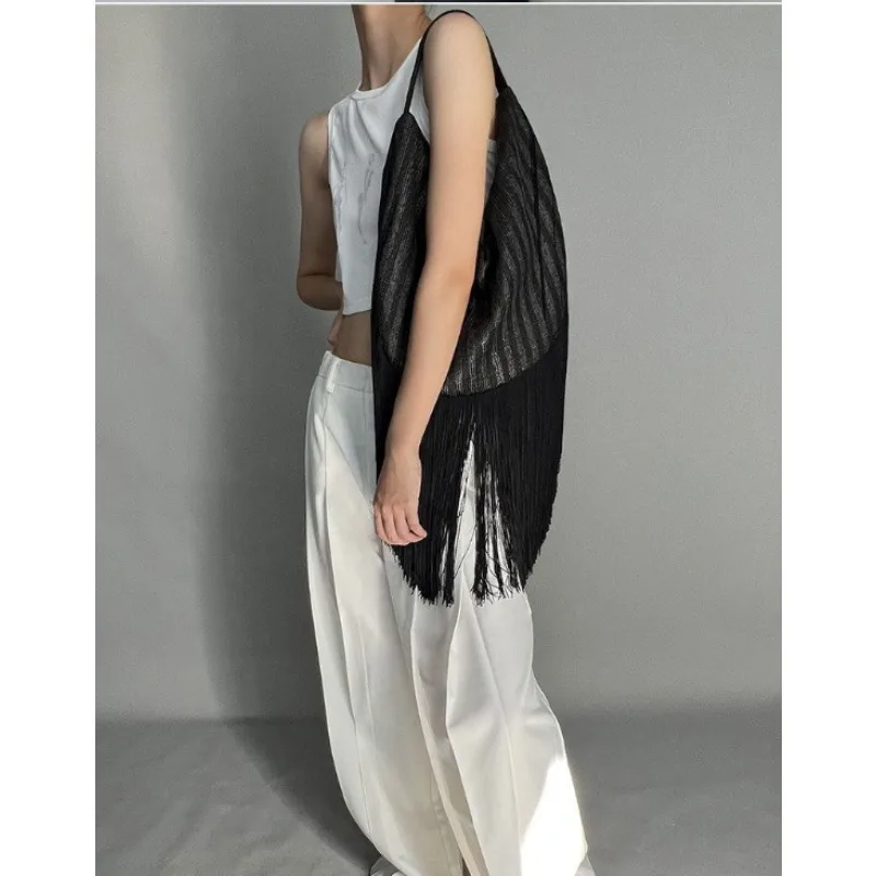 High-value Pendant Fringed Bag 2026 New Large-capacity Messenger Bag Lazy High-end Light Luxury Soft Shoulder Bag Temperament