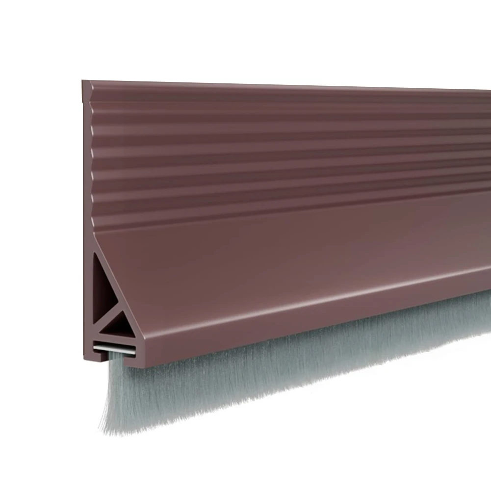 100 cm Silicone Door Strip with Brush for Floor Sealing Draught Excluder Sound Light Dust Blocking Strip for Doors