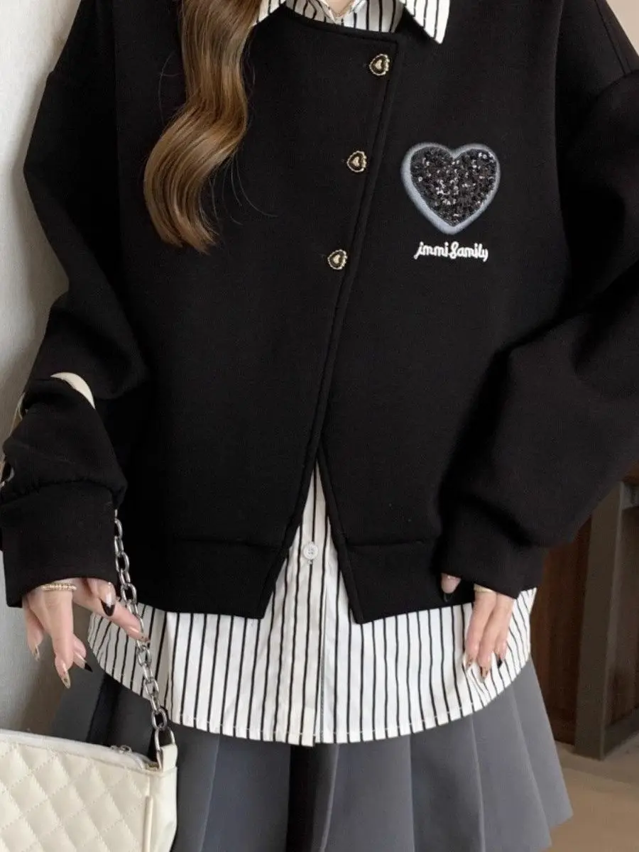 Felpa lunga Sve patchwork Faionable da donna taglie forti Primavera Autunno che copre la pancia Top alla moda, vestibilità ampia e comoda