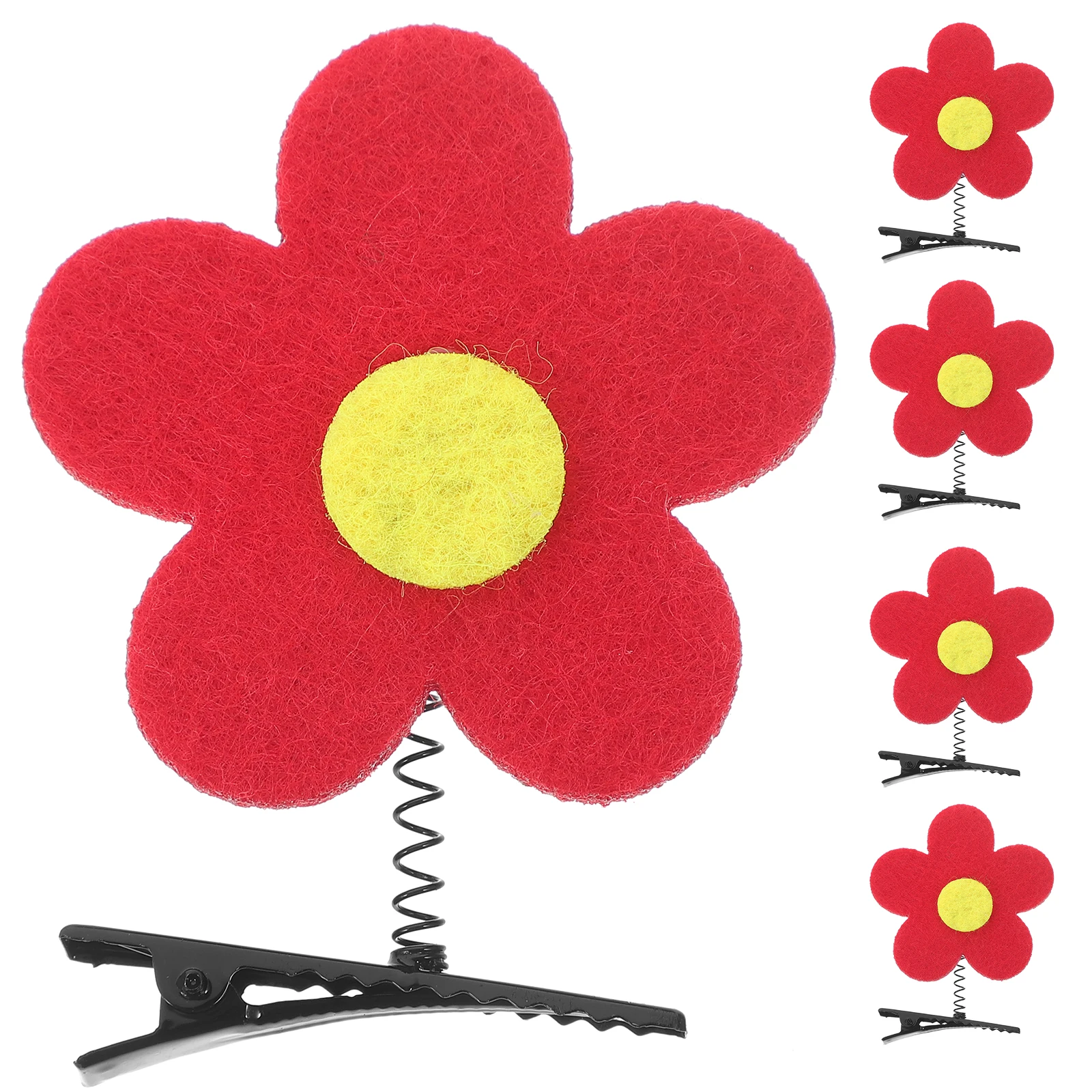 

10pcs Little Red Flower Hair Clips Cartoon Design for Girls Performance Daily Use Durable Safe Barrettes Hair Accessories