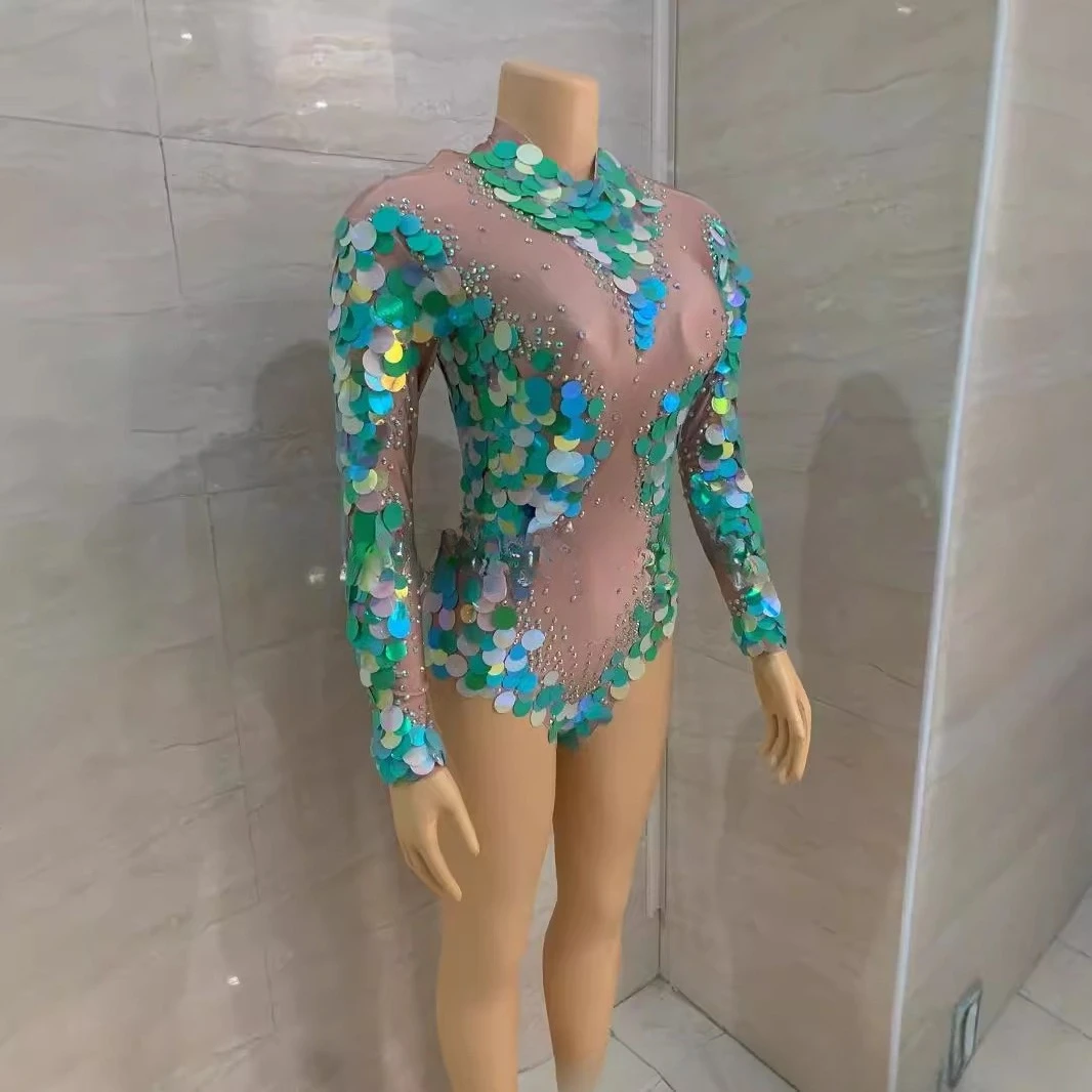 Costume Show Nightclub Super Shiny Diamond Hollow Sexy Onesie Stage Mermaid High Fork Vestidos De Festa Luxo Vestidos Brillantes