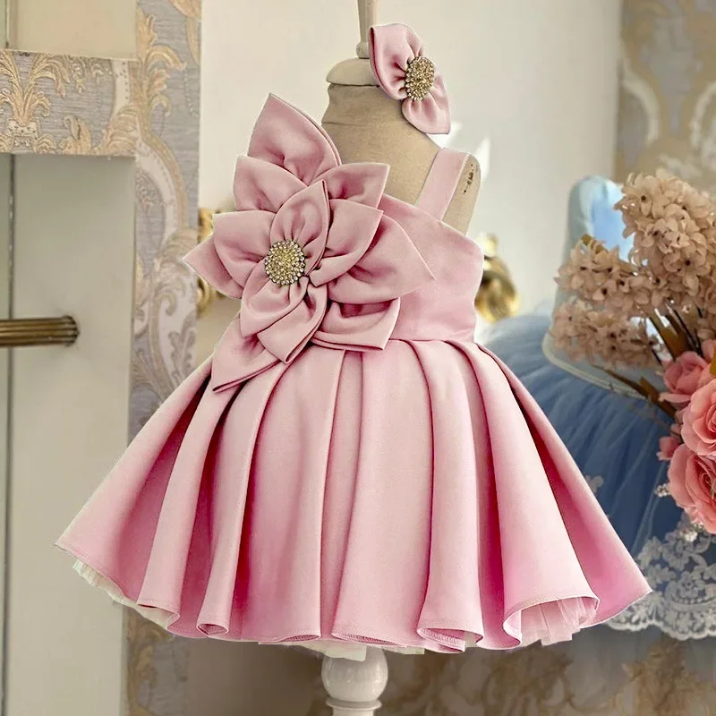 

Newborns Elegant Princess Girls Beading Outfit Birthday Party Dress for Baby Ball Gown Kids Matching Partywear Children Clothes