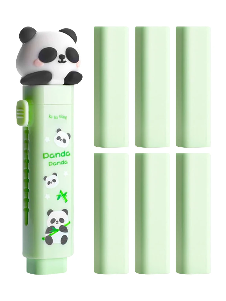 Gomme de dessin animé Krasno-Cartoon mignonne portable pour enfants, mini effaceur doux, écriture à nervures, étudiant de style vert