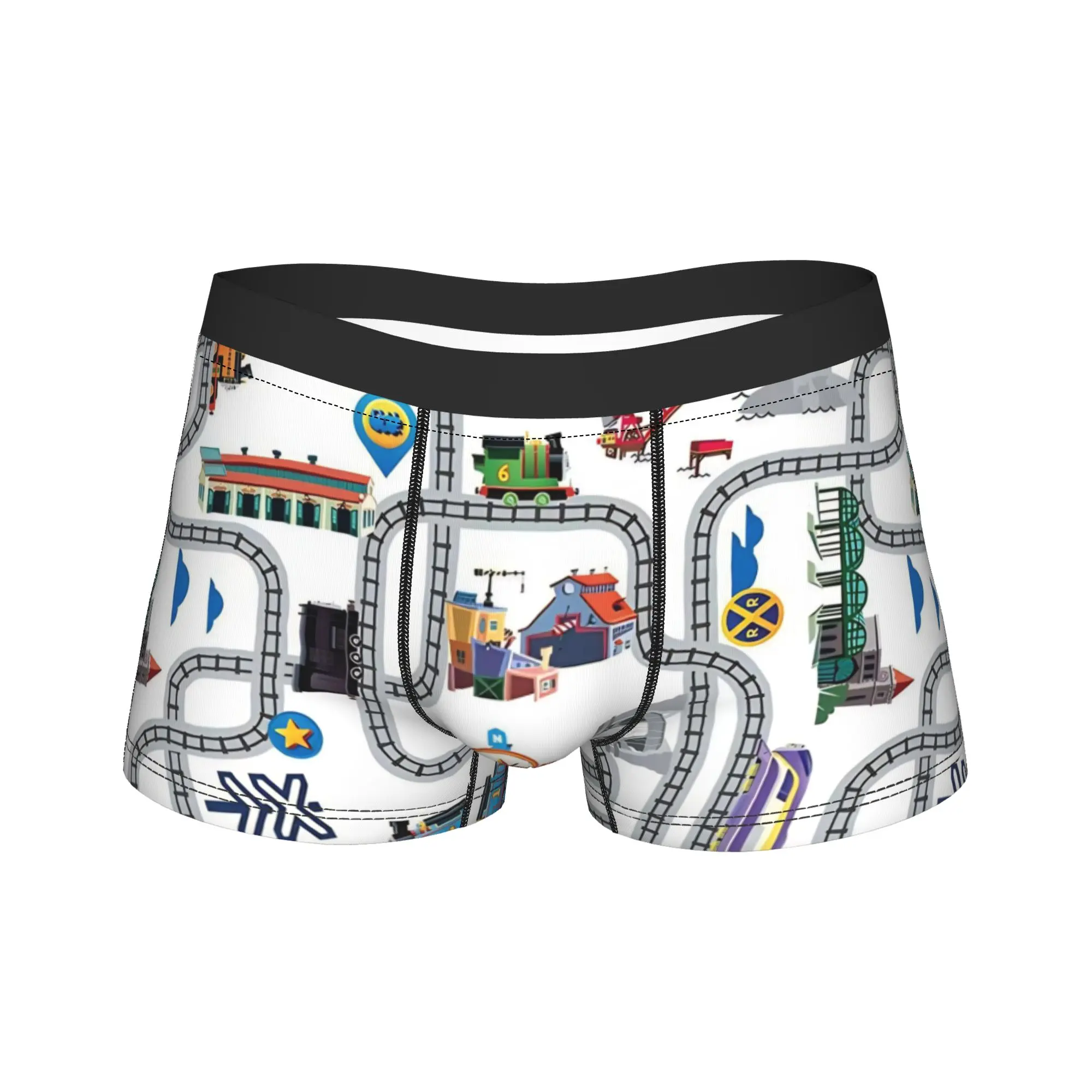 

Riley Blake Boxer Brief T-Thomas The Train Friends Железнодорожные пути Нижнее белье, мужские сексуальные мягкие боксеры, трусы большого размера