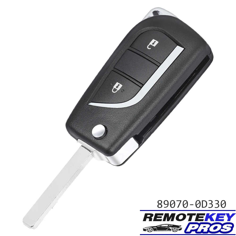 DIYKEY P/N: 89070-0D330 for Toyota Aygo Yaris 2014 2015 2016 Fob 2 Button Flip Remote Key 433MHz H Chip