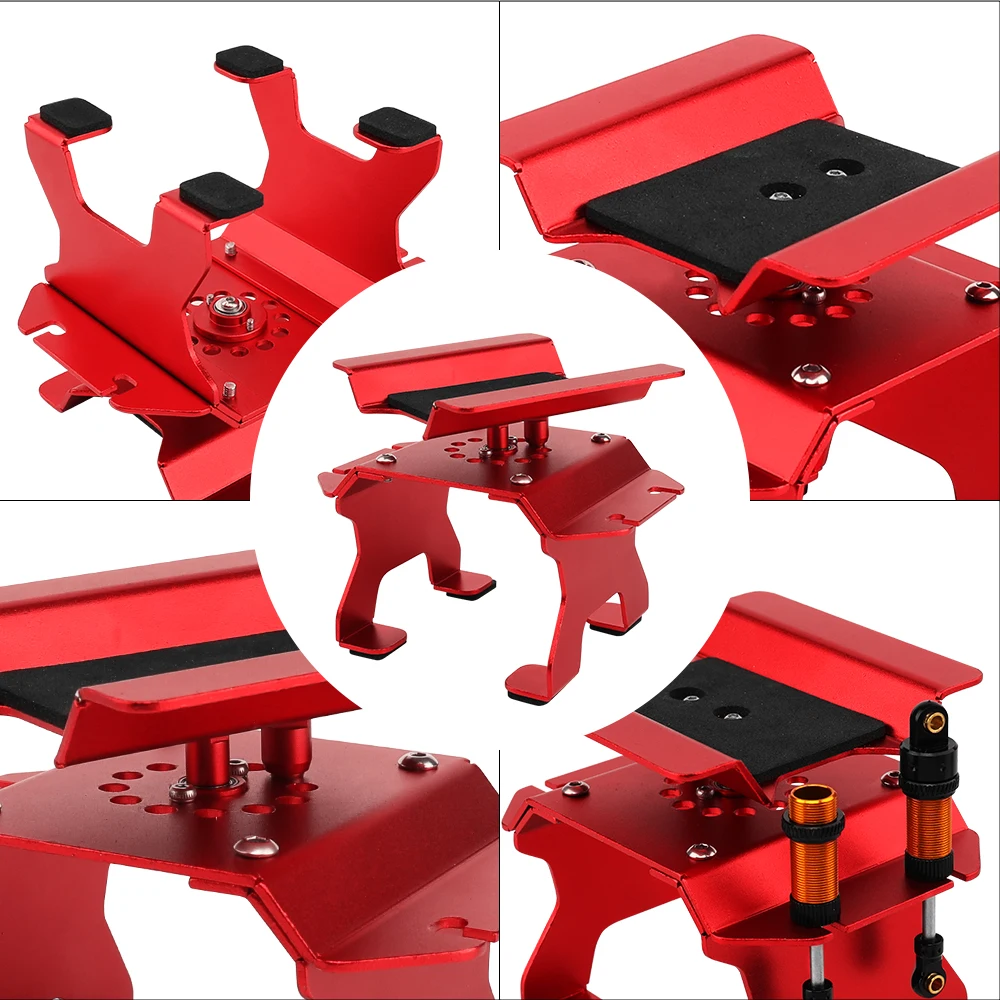 Aluminum Dual-Bearing Repair Work Stand Tool RC Car Stand With Shock Holder For 1/24 1/18 RC Crawler SCX24 TRX4M FCX18 FCX24 view 6