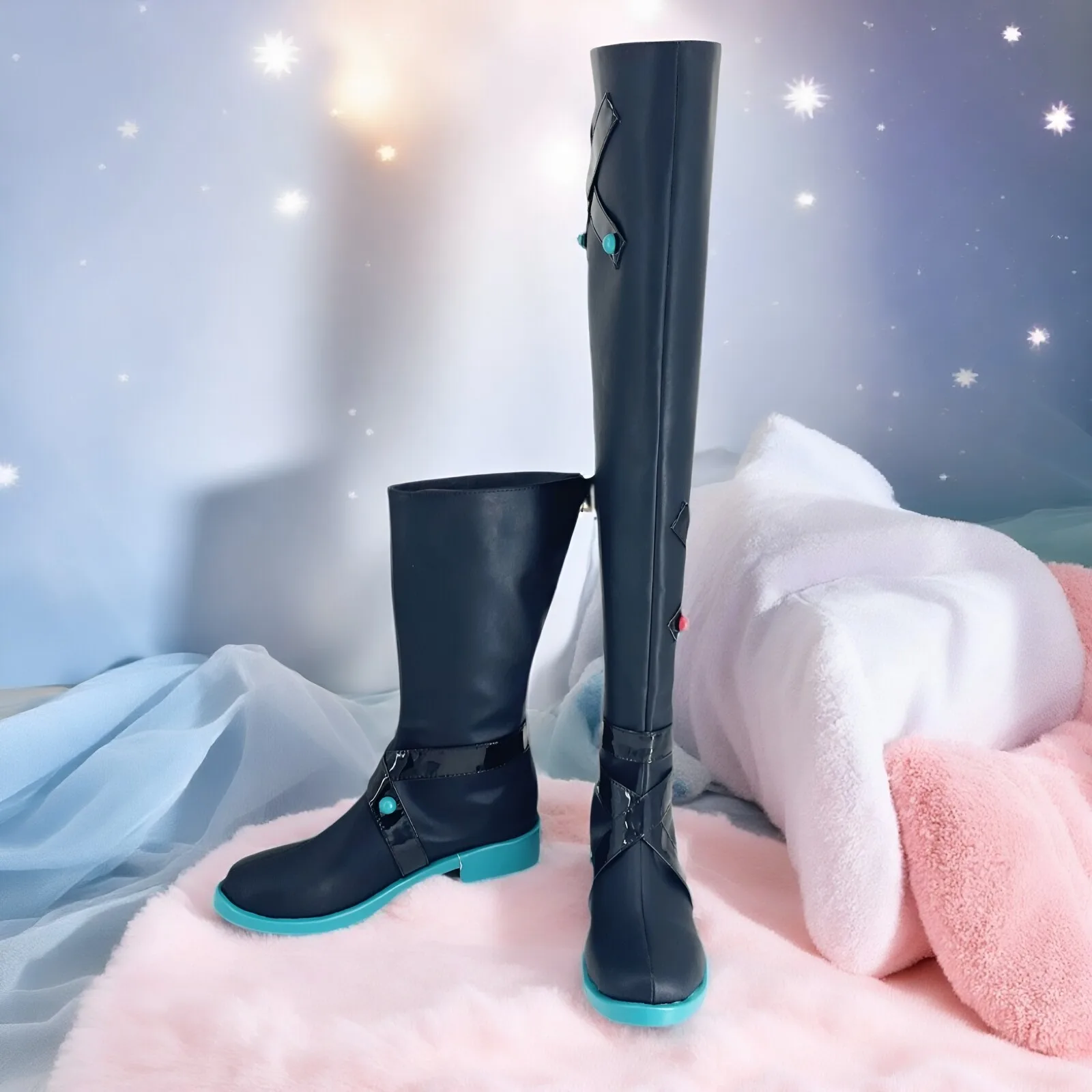 chaussures-de-cosplay-miku-du-jeu-project-sekai-bottes-vocaloid-accessoires-de-costume-d'halloween-pour-fille-hatsune-bottes-de-cosplay-miku