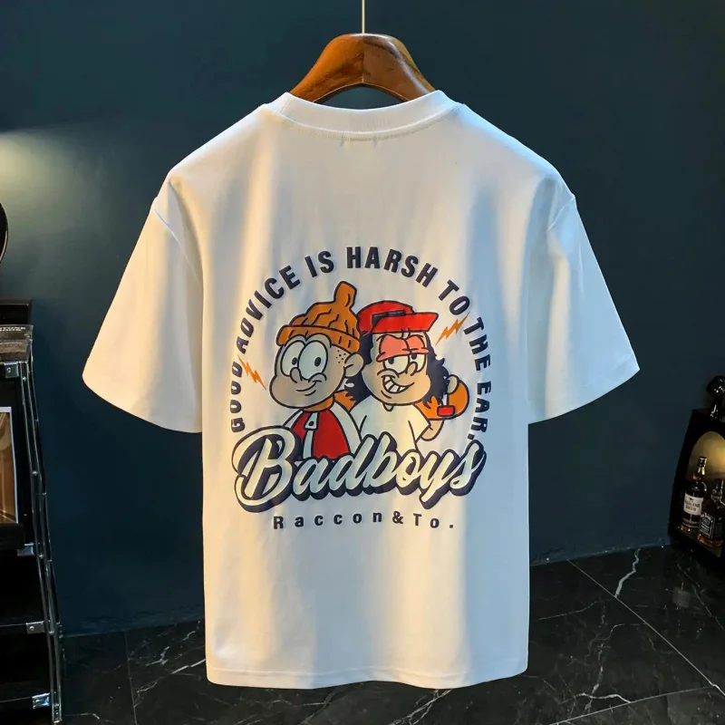 

Men's Summer Vintage Cartoon Graphic T-Shirt, Casual Street Style Shirt with Round Neck, Breathable T-Shirt for Beach, Travel, D