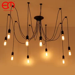 Nordic Spider Industrial Pendant Lamp E27 120cm 150cm 200cm Loft Edison Industrial Hanging lamps Length  Pendant Lights