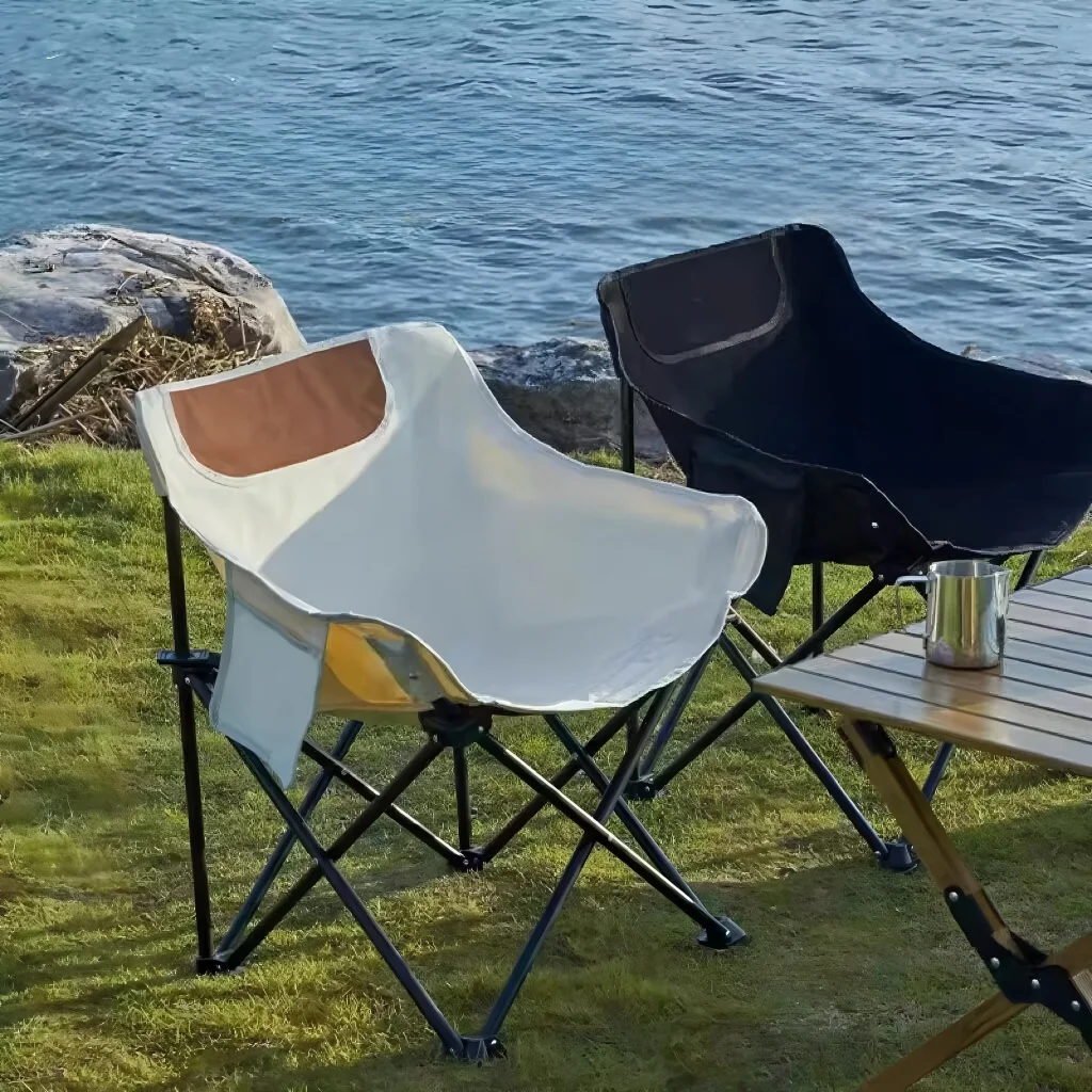 Single Piece  Oxford Foldable Chair | Convenient Camping Chair Featuring a Mesh Pocket | Spacious Seat for Sitting Cross
