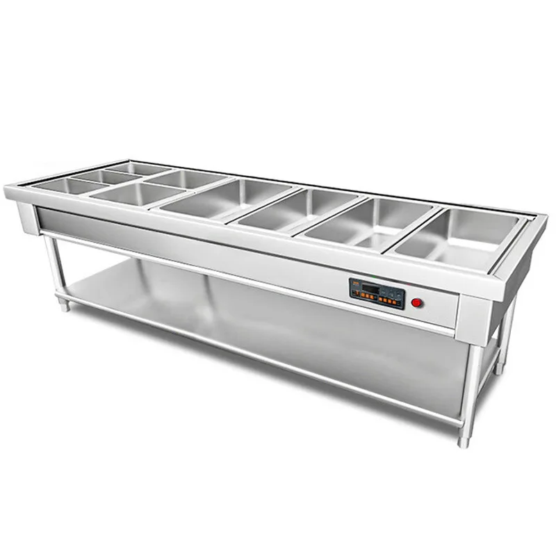 

Dining car 6 grids with meals Commercial insulation dining table Electric heating dining car table 6 grids 304 stainless steel