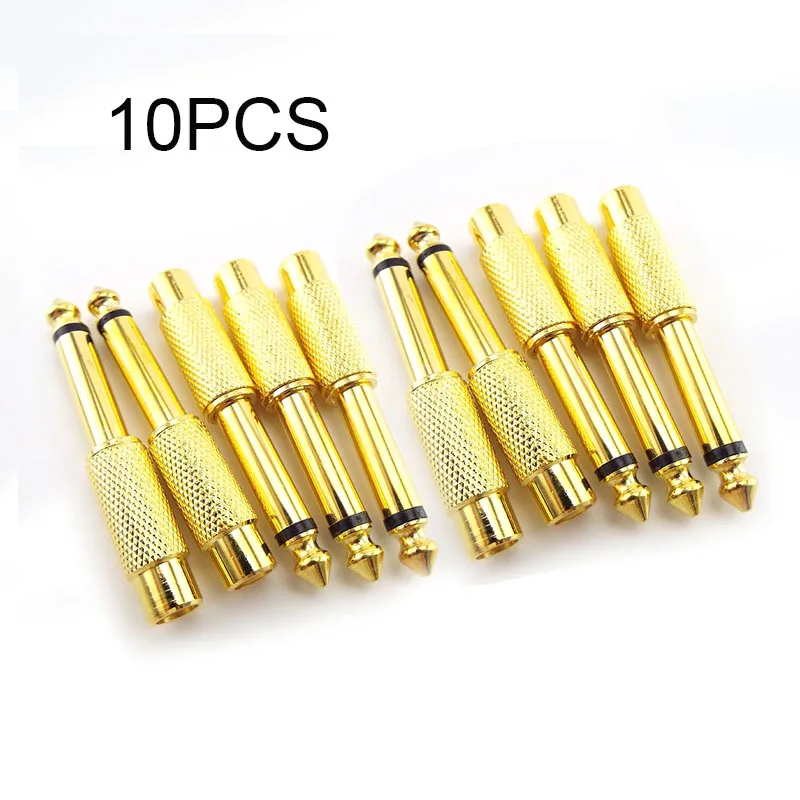 Golden Audio Adapter 6,35mm 1/4 "Stecker Mono Stecker auf Cinch-buchse 6,5mm auf AV Jack Audio Adapter stecker TS Für Home KTV H1