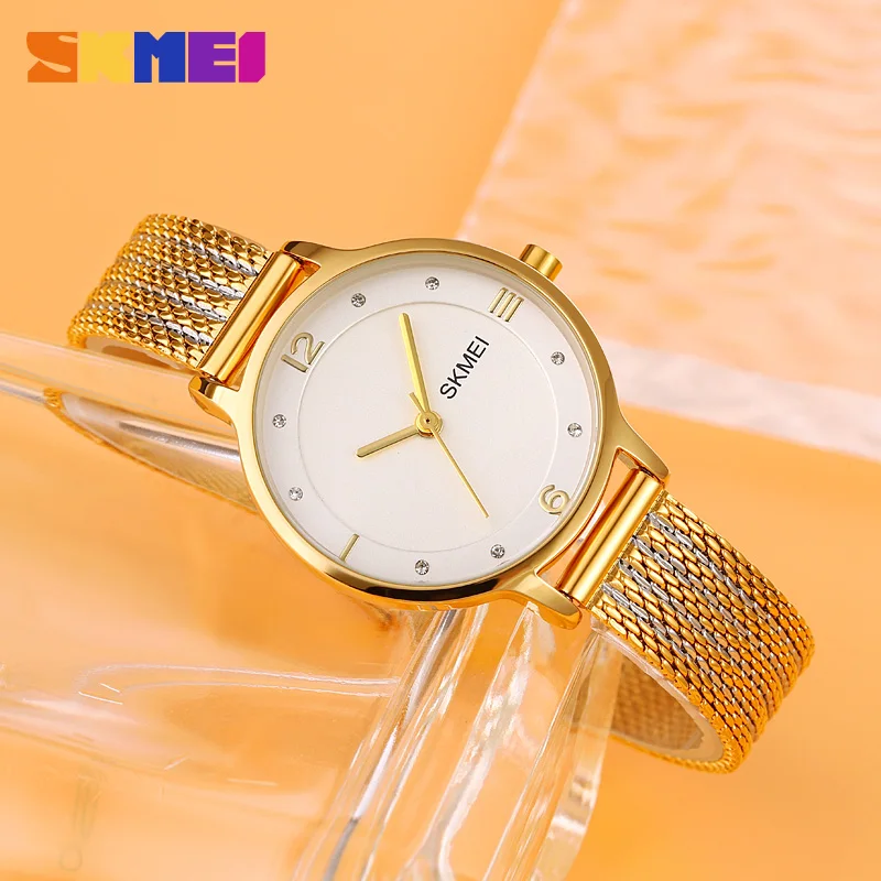 Skmei-女性用防水スチールブレスレット腕時計、日本クォーツ