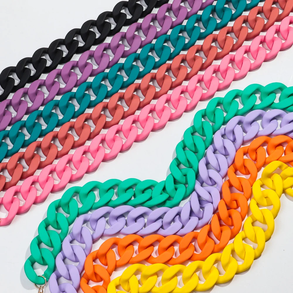 Neue Bunte Matte Acryl Breite Kette Choker Halsketten für Frauen Aussage Böhmischen Harz Chunky Kragen Halskette Mode Schmuck – Detail 4