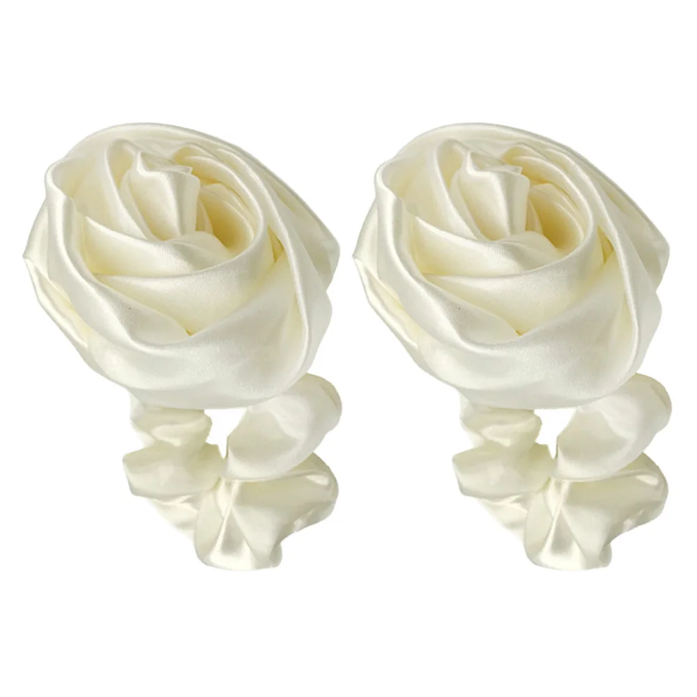 

2pcs Retro Rose Hair Scrunchies Beautiful Simple Versatile Absorption Flexible Different Hair Volume