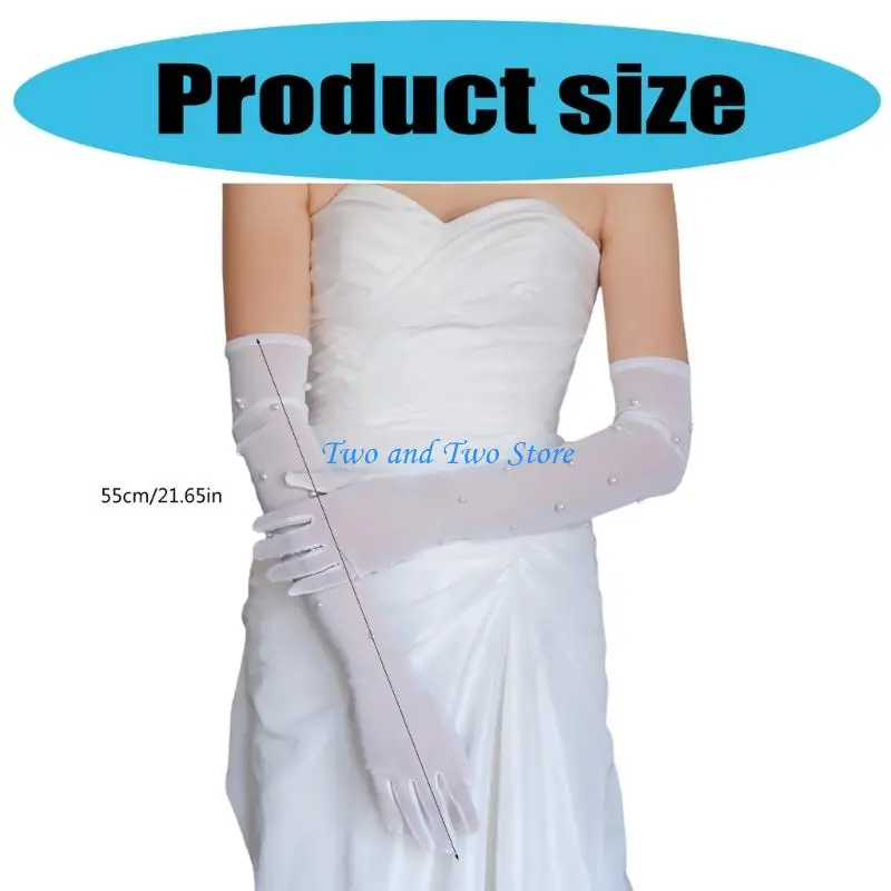 HX6F Wedding Pearls Rękawiczki PROM PROM Pełne palec Rękawiczki do oper cosplay zużycie