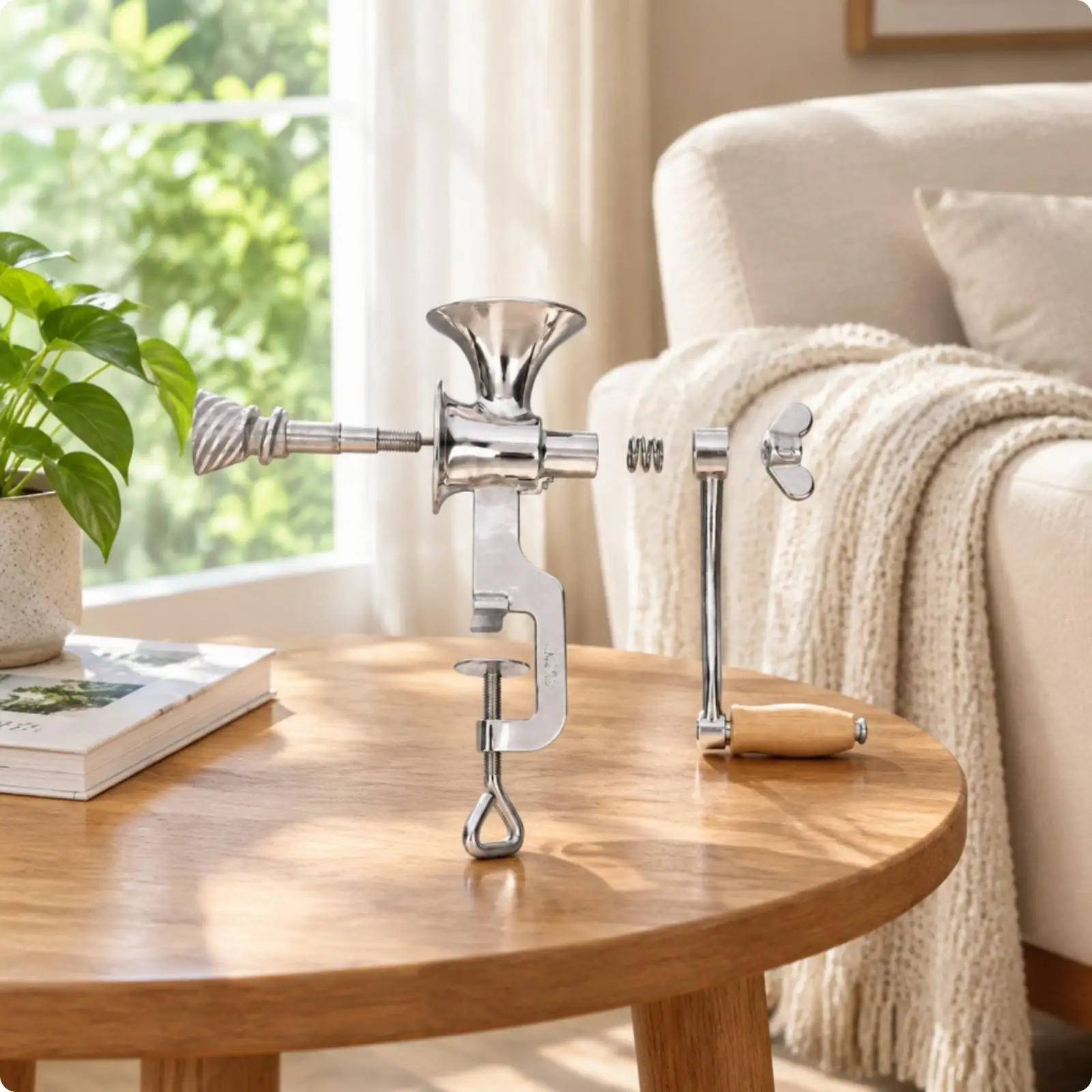 Hand Operated Coffee Grinder Manual Mill Stainless Steel Wooden Crank Adjustable Setting for Coffee Bean Grain Nut Spice