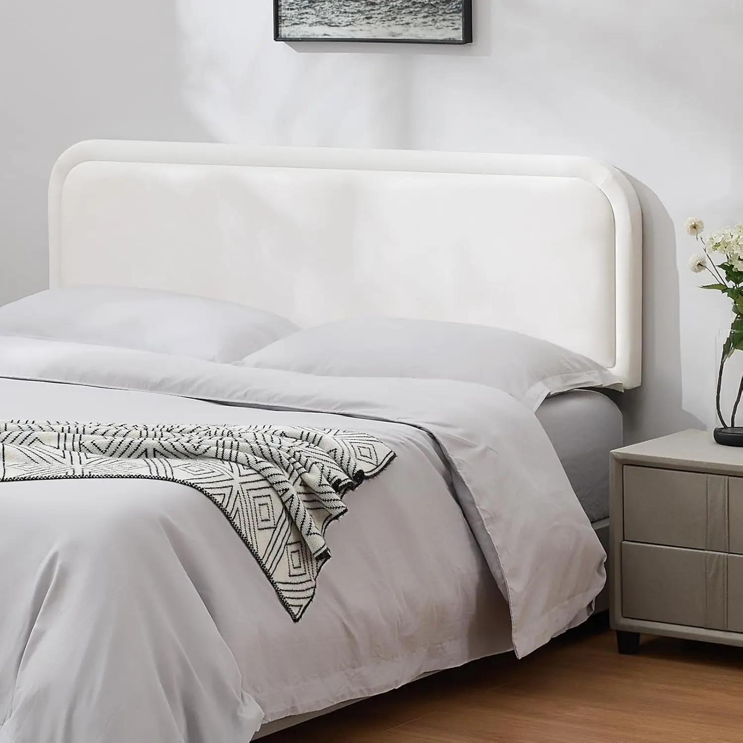 

Velvet Headboard Queen Size Only, Upholstered Headboard Queen, Fabric Headboards, Solid Wood Adjustable Modern Head Boards with