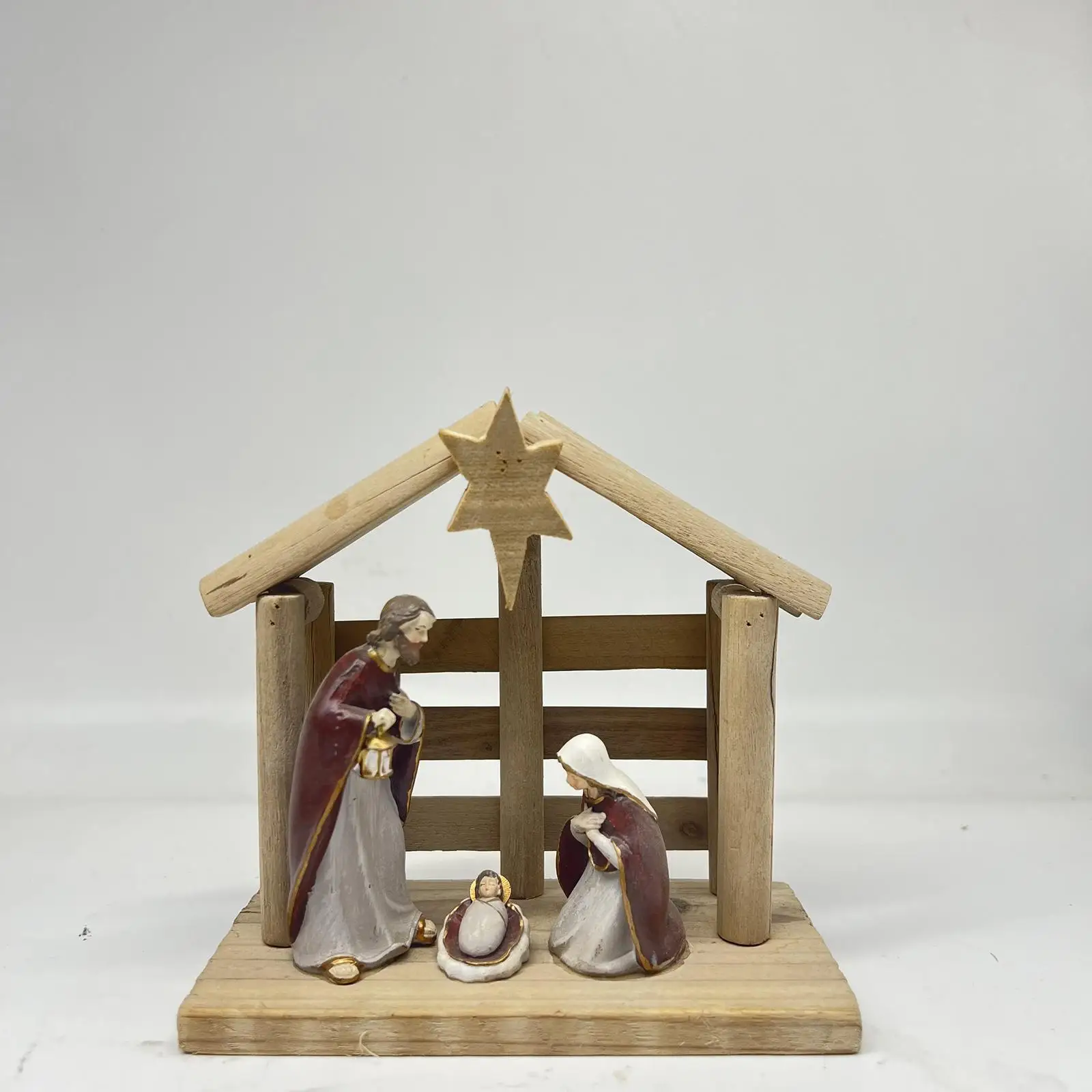 Xmas Nativity Scene Statue Christmas Manger Craft Unique Collectible Jesus Birth Figurine Desktop Ornament for Living Room