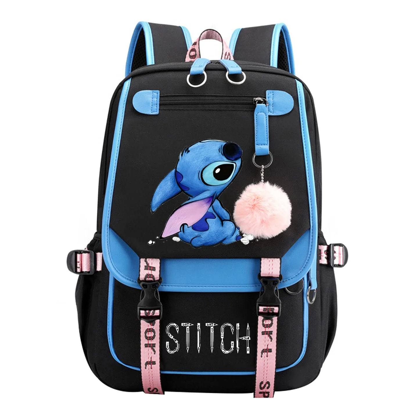 Disney Stitch Student Schoolbag Teen Large Capacity Lilo Cartoon Campus Two Color Backpack Laptop Rucksacks School Gift