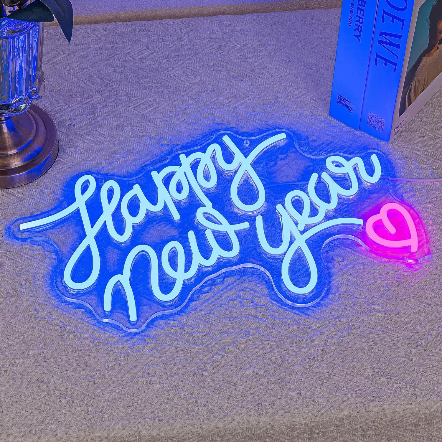 Happy New Year Neon Signs Colorful Led Lights Dimmable USB Lamp Room Decoration Xmas Party Home Bar Club Shop Wall Light Up Sign