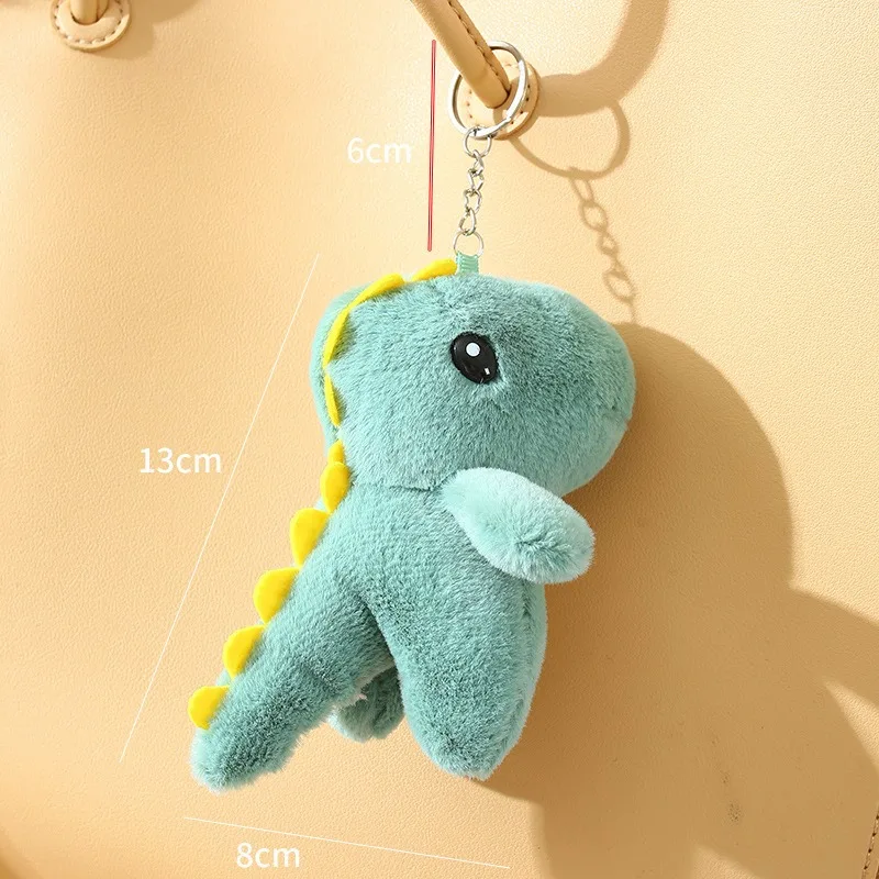 13cm Colorful Cute Dinosaur Plush Toys Pendant Keychain Backpack Jewelry Accessory Decoration Doll Toys Christmas Small Gift