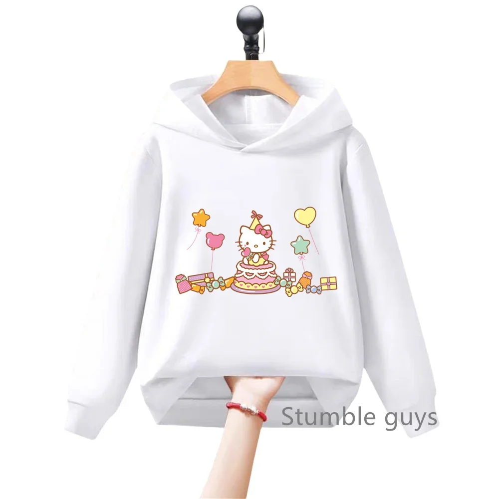 أنيمي مرحبا كيتي لطيف الكرتون عارضة هوديي في سن المراهقة هوديي Kawaii فتاة سترة البلوز أعلى الاطفال لطيف ملابس الطفل