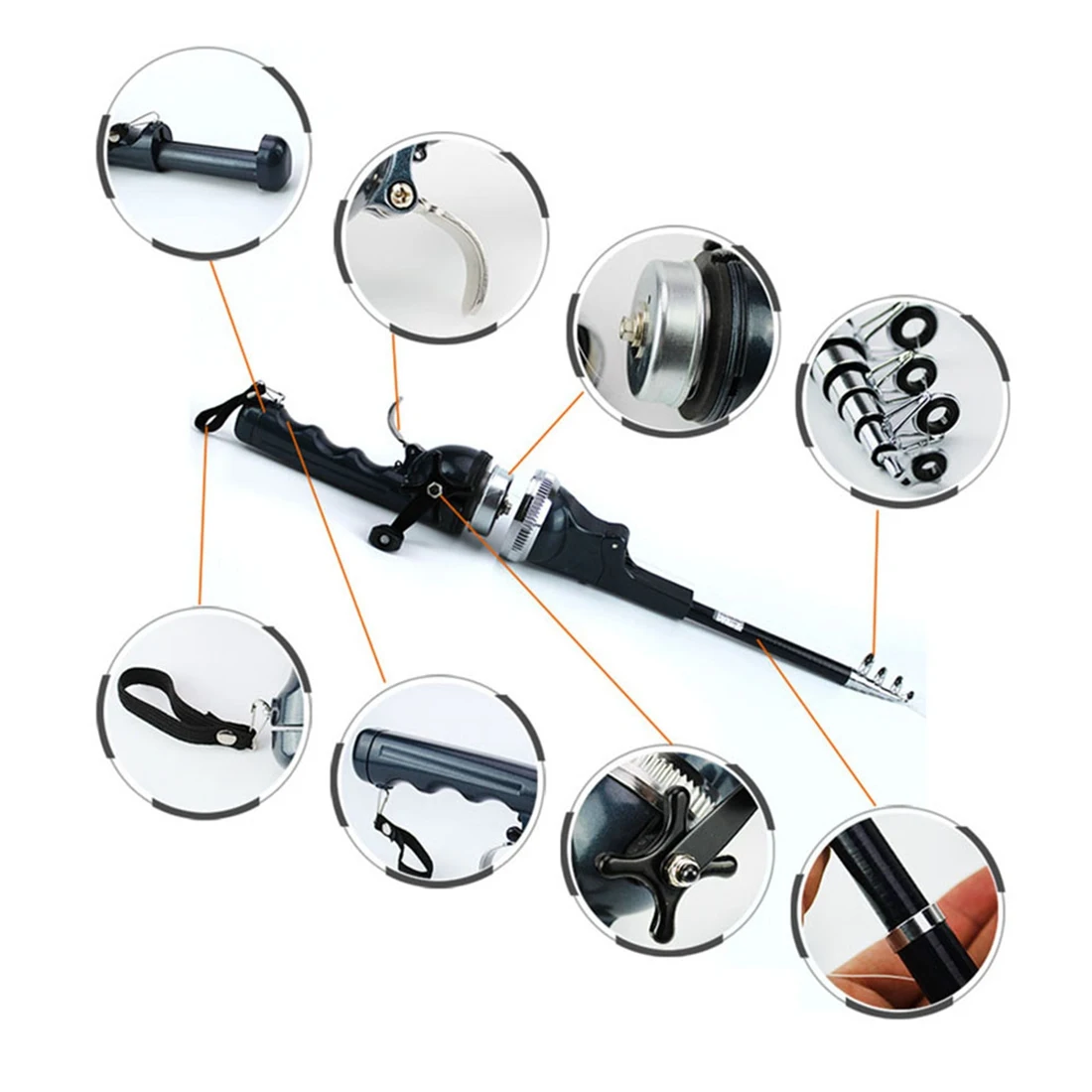 

BAAX 1 компл./пакет портативная складная удочка телескопические удочки из нержавеющей стали с катушкой дорожная складная мини-удочка для рыбы