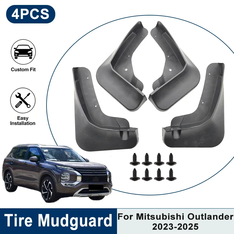 

4PCS Front Rear Car Mud Flaps For Mitsubishi Outlander 2023-2025 Anti-Mud Splash Waterproof Fender Guard Auto Replacement Parts