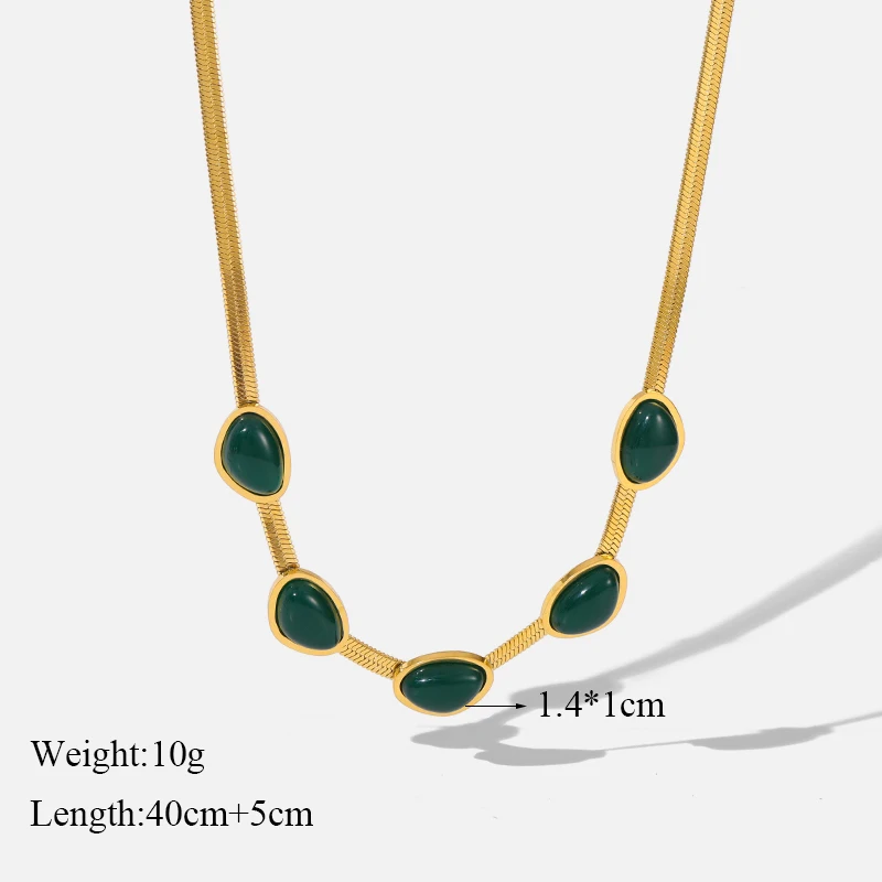 EILIECK 316L Edelstahl Halskette mit grünem Zirkonia-Kristall für Damen, modische Luxus-Kette, Choker-Schmuck, Party- und Hochzeitsgeschenke – Detail 12