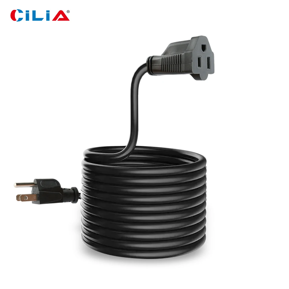 

CILIA 25FT Outdoor Power Cable Extension Cord with Flat Connector 3-Prong,125V，13A。7.62M，16AWG,31mm ETL 1PC.for home, garden