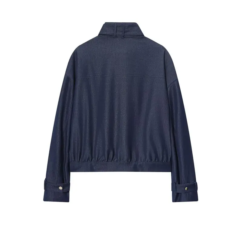 Winter New Women's Casual Stand Collar Pilot Jaet Outerwear Versatile 2025 Fall Collection Long Sve Zipper ort Coat