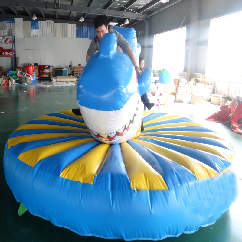 Inflatable Bull Ride Sports Game Shark Design Inflatable Bouncer Combo Outdoor Game Toy For Children And Adult