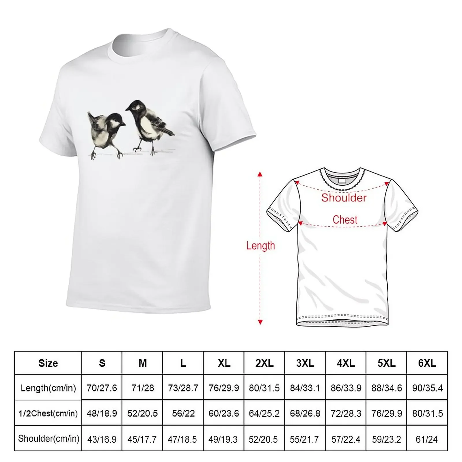 Birds perched on branch. Parus major. Chickadee T-Shirt shirts graphic tees quick drying fruit of the loom mens t shirts