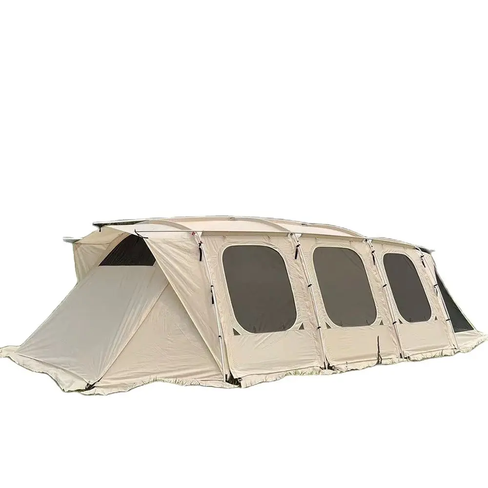 

Super Large Four Aluminum Poles Tunnel Tent Multiple Windows and Doors Thicken Oxford Anti-storm Rainproof Sunscreen Family Trip