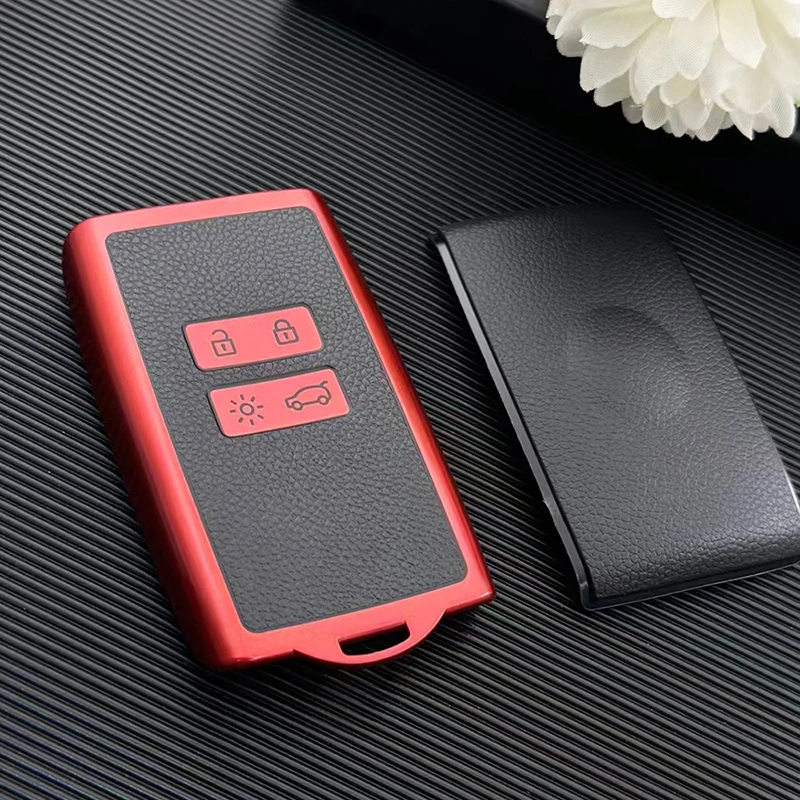 For Renault Captur Megane Talisman Espace Clio Zoe Koleos Scenic 4 Arkana Dacia Sandero Card TPU Leather Car Key Cover Case Fob