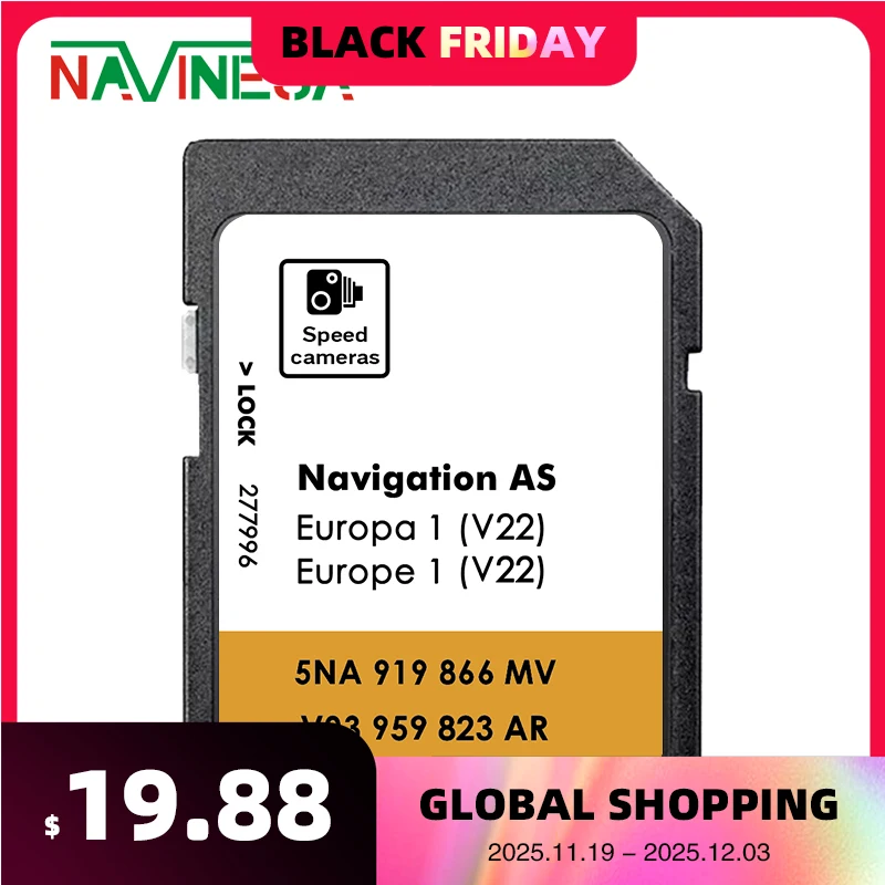 

32 ГБ SD-карта навигации AS V19 для VW Sharan от 2015 года. Откройте для себя Media 2024 GPS-карты Европа Navi Tiguan Transporter Car