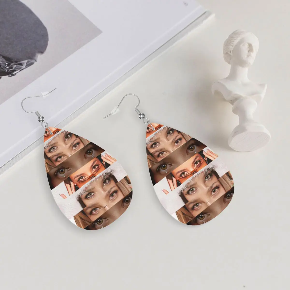 مخصص E-Emilia Mernes استرخى إسقاط أقراط أقراط جلدية للنساء موضة Mp3 المغني المشارك لعيد الحب #5