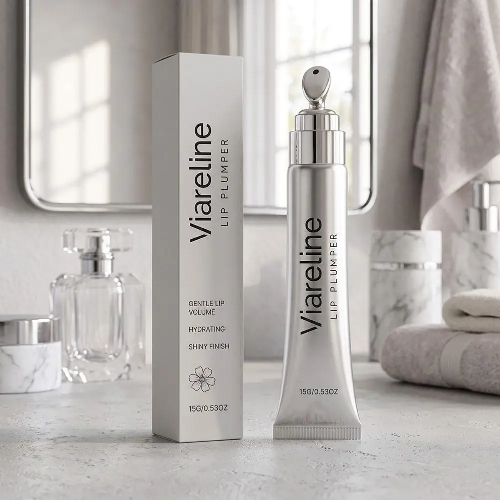 Viareline Lip Plumper Serum Hyaluronic Acid Lip Gloss Hydrating Moisturizer Soft Clear Texture Nourish Lips Non-sticky Lip Care