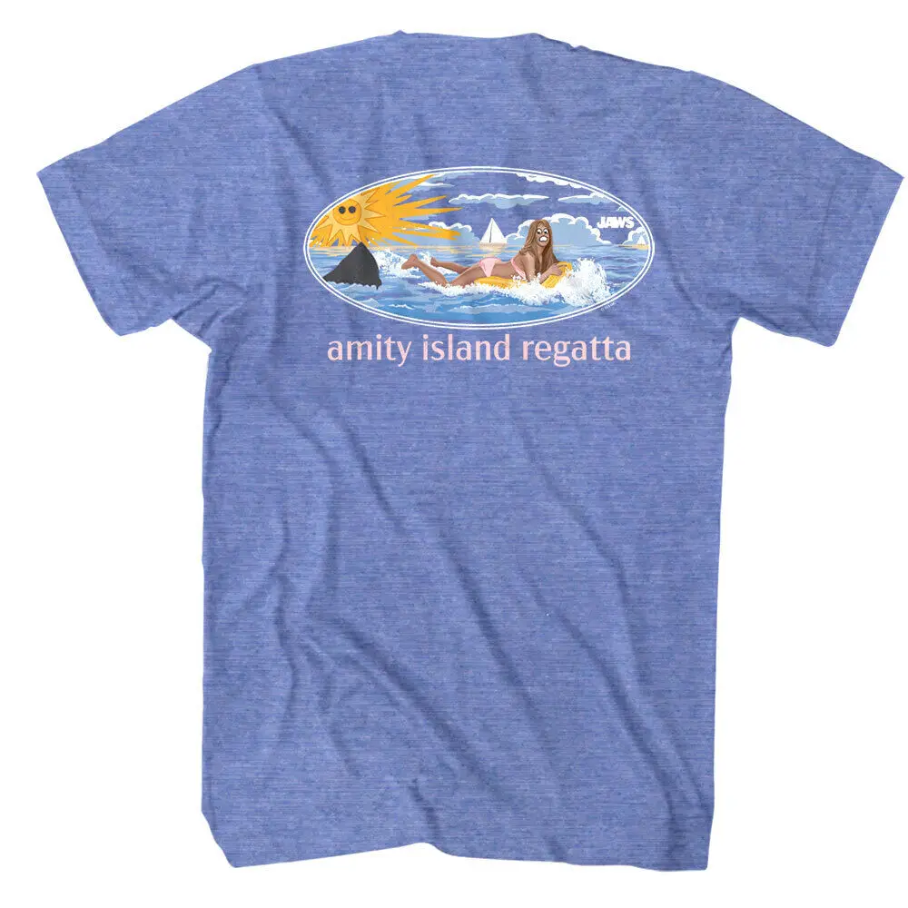 Jaws Amity Island Regatta Cartoon Men'S T Shirt Yacht Sailing Boat Shark Attack