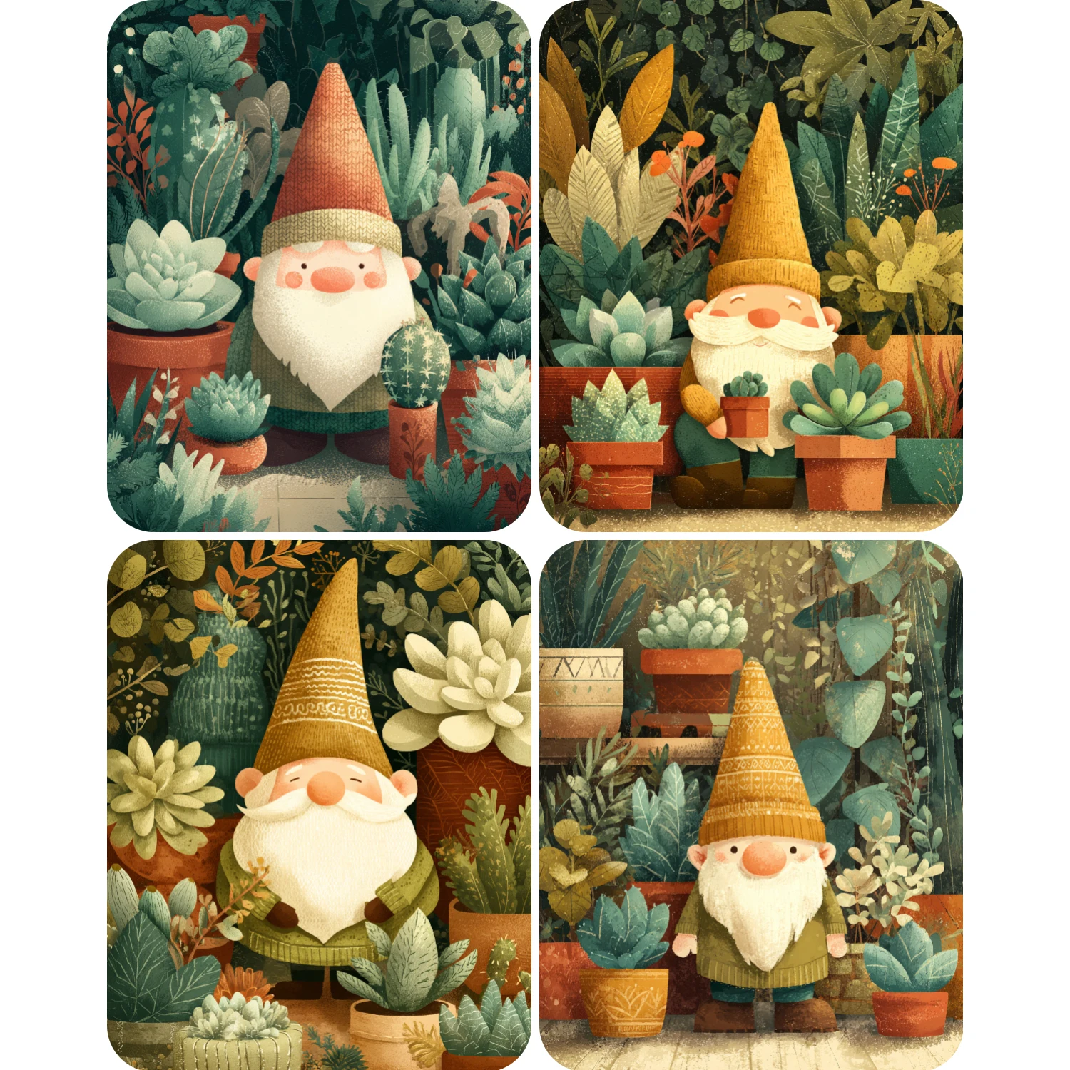 

Ручная роспись, гномы и сочные растения, набор для рисования по номерам, сделай сам, акриловая работа, холст, художественный подарок для дома