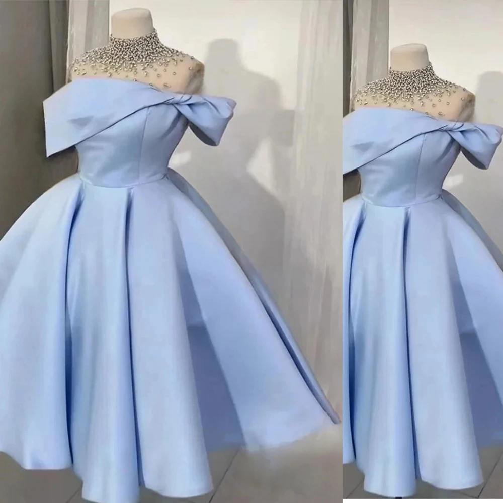 

Light Blue A Line Princess Dress Cocktail Dresses For Women vestidos graduación Customized Birthday Gowns Homecoming Dresses