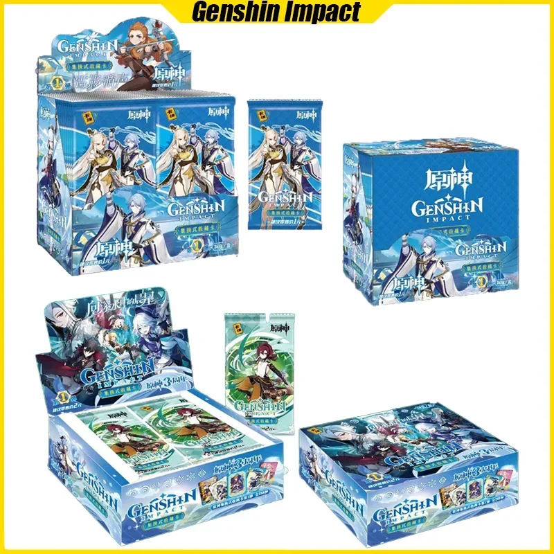 KAYUAN 1st Genshin Impact Cards Anime Collection Cards Ganyu Xiao Mistery Box Board Games Toys Birthday Gifts for Boys and Girls