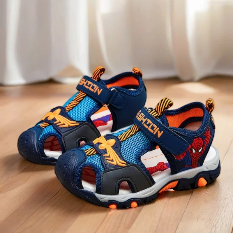 

Сандалии для мальчиков, летняя детская пляжная обувь, детская обувь, обувь с рисунком Человека-паука для мальчиков, детские сандалии, мягкие детские сандалии для малышей