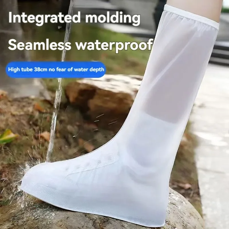 PVC Thickened Shoe Cover High Top Rain Boots Cover Non-slip Shoes Protector Outdoor Reusable Portable Waterproof Footwear Adult