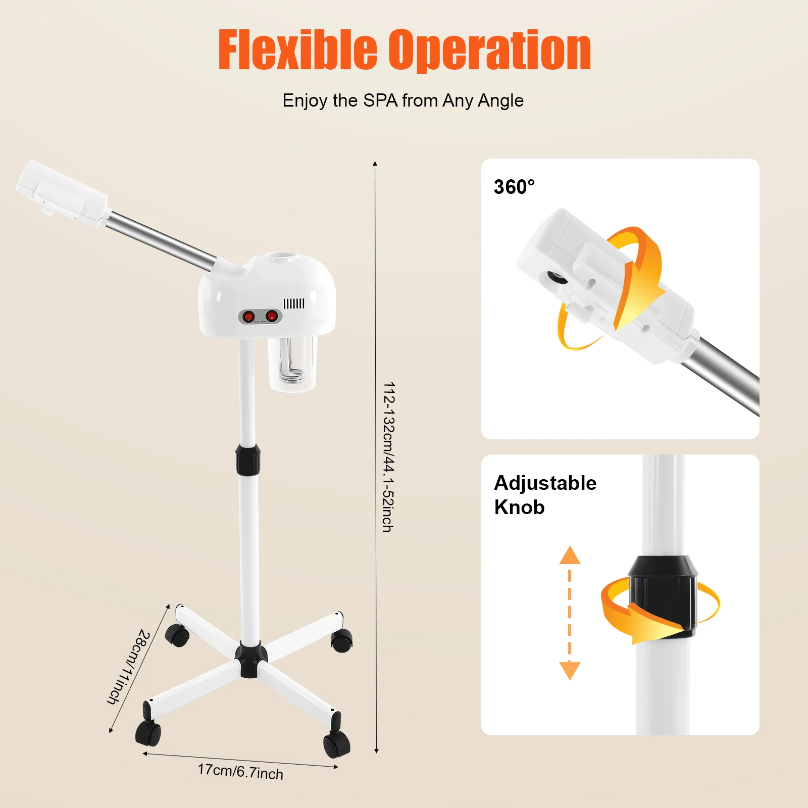 

Facial Steamer for Deep Pore Cleansing & Hydration – 107.6℉ Steam, 360° Rotating Nozzle, Large Capacity, At-Home SPA Skincare