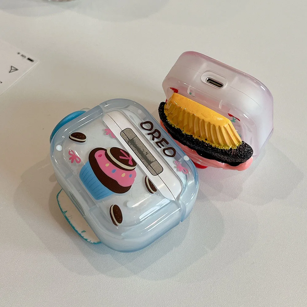 Sweet Delicious 3D Ice Cream Chocolate Cake Cute Earphone Cover For Apple AirPods 1 2 3 Pro 2 Wireless Bluetooth Headphone Case