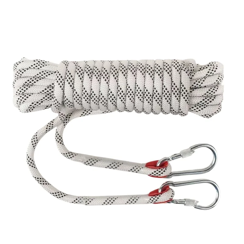 10mm Climbing Rope for Adults with Double Hook for Rock Climbing Tree Climbing Gym and Outdoor Adventures Rope Climb