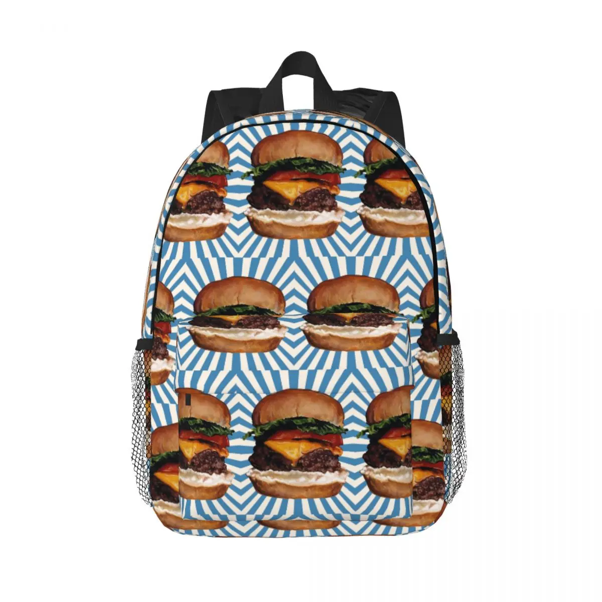 Double Decker Burger Backpack Daypack Large Capacity Boys Girls BookBag Shoulder Bags for Men Women Children School Bag